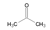 Structure of acetone, a ketone functional group