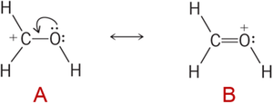 Resonance structures of protonated formaldehyde