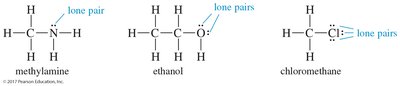 Lone pairs in methylamine, ethanol, and chloromethane