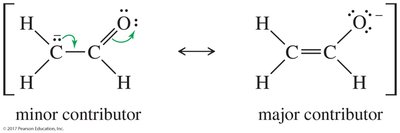 Resonance forms for a compound with negative charge on oxygen