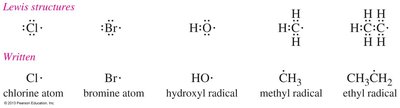 Lewis structures of common free radicals