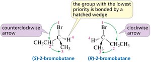 R/S assignment with hatched wedge