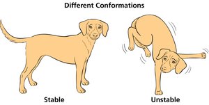 Conformational vs. configurational isomers (illustration)