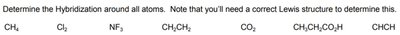 Hybridization assignments for various molecules