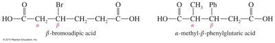 Dicarboxylic acids with Greek letter notation