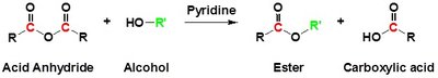 Ester formation from acid anhydride and alcohol