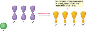 sp3 orbitals point to corners of a tetrahedron