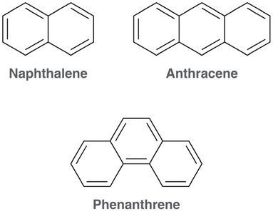 Structures of naphthalene, anthracene, and phenanthrene