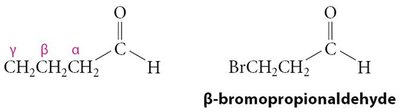 Greek letter nomenclature and β-bromopropionaldehyde