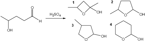 Cyclization of hydroxyaldehyde to hemiacetal