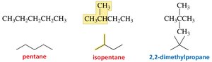 Pentane, isopentane, 2,2-dimethylpropane