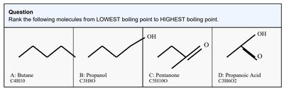 Ranking boiling points of organic molecules