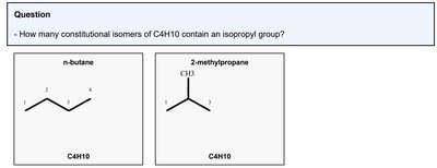 Isomers of C4H10 with isopropyl group