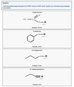 Ranking acidity using conjugate base stability