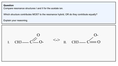 Resonance structures for acetate ion