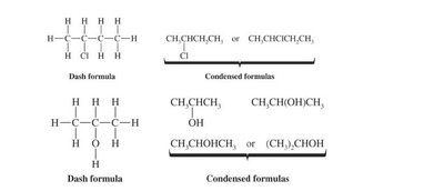 Condensed and dash formulas for alkanes
