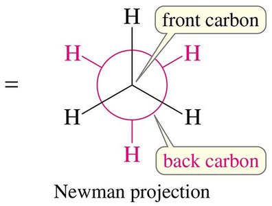 Newman projection with labeled front and back carbons