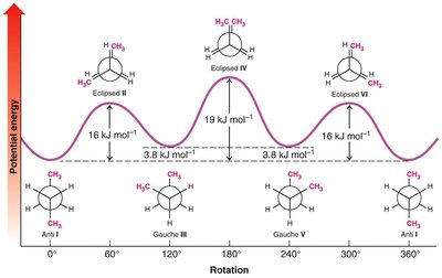 Newman projections for butane conformations