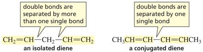 Comparison of isolated and conjugated dienes