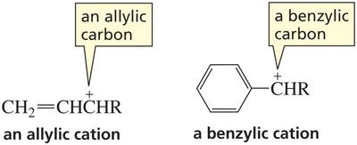 Allylic and benzylic carbocations