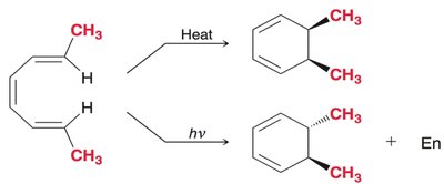 Electrocyclic ring closure and opening with methyl-substituted cyclohexadiene