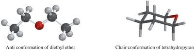 Conformations of diethyl ether and tetrahydropyran