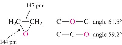 Bond lengths and angles in epoxides