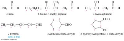 Aldehyde nomenclature examples