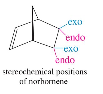 Stereochemical positions of norbornene (endo/exo)