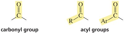 Structures of carbonyl and acyl groups