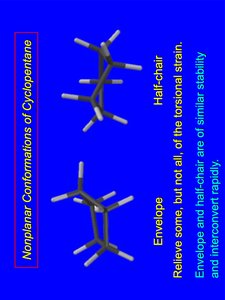 Envelope and half-chair conformations of cyclopentane