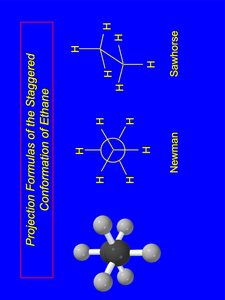 Newman and Sawhorse projections of staggered ethane