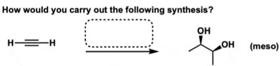 Acetylene to meso diol synthesis