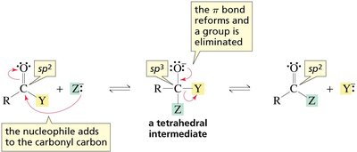 General mechanism of nucleophilic acyl substitution
