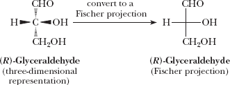 Fischer projection of (R)-glyceraldehyde