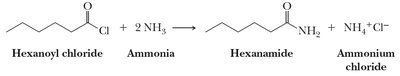Aminolysis of hexanoyl chloride with ammonia