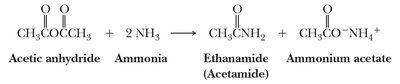 Aminolysis of acetic anhydride with ammonia