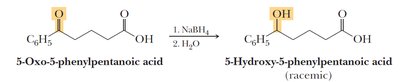 Selective reduction of a keto acid with NaBH4