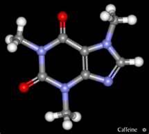 Ball-and-stick model of caffeine, an organic molecule