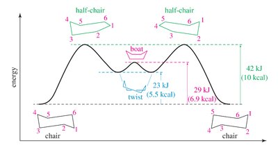 Energy profile for cyclohexane conformations