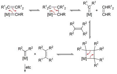 Mechanism of olefin metathesis via metallacyclobutane intermediates