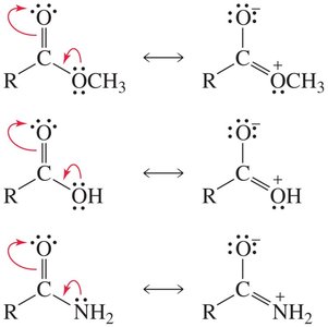 resonance contributors for esters, carboxylic acids, and amides