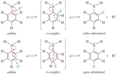 Mechanism of aromatic substitution in aniline