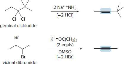 Preparation of alkynes from dihalides