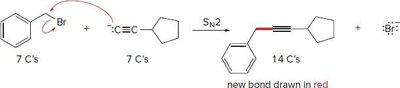 SN2 reaction: acetylide anion with alkyl halide