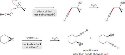 Epoxide ring opening by acetylide anion