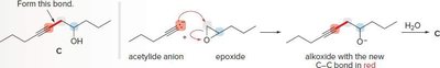 Synthesis of alcohol via acetylide anion and epoxide