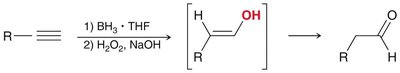 Hydroboration-oxidation of alkyne to aldehyde