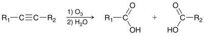 Ozonolysis of internal alkyne to carboxylic acids