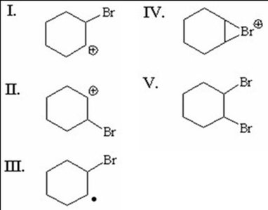 Bromine addition intermediates and products